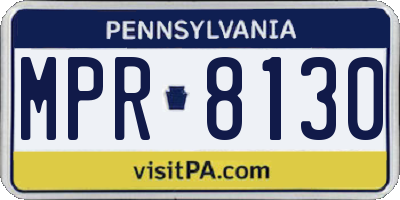 PA license plate MPR8130