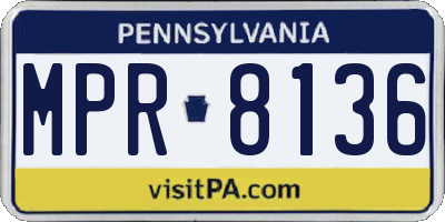 PA license plate MPR8136