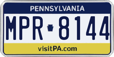 PA license plate MPR8144