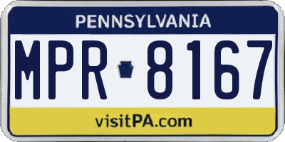 PA license plate MPR8167