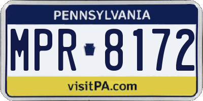 PA license plate MPR8172