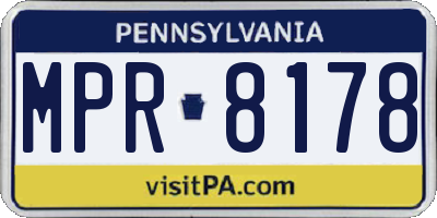 PA license plate MPR8178