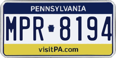 PA license plate MPR8194