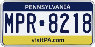 PA license plate MPR8218