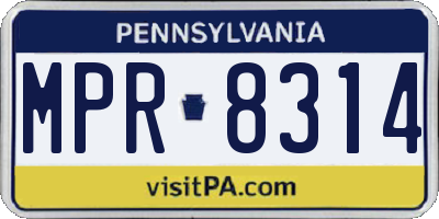 PA license plate MPR8314