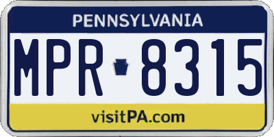 PA license plate MPR8315