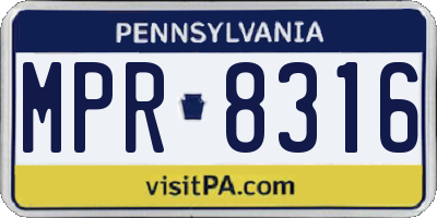 PA license plate MPR8316