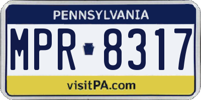 PA license plate MPR8317