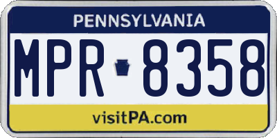 PA license plate MPR8358