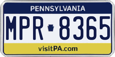 PA license plate MPR8365