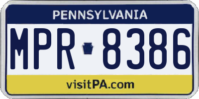 PA license plate MPR8386