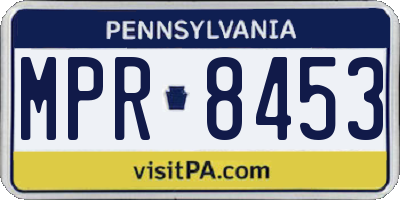 PA license plate MPR8453