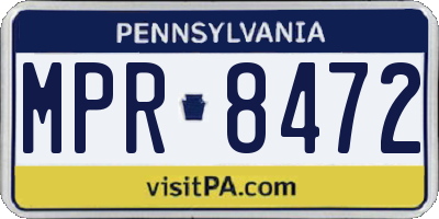 PA license plate MPR8472