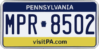 PA license plate MPR8502