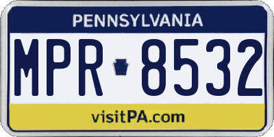 PA license plate MPR8532