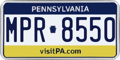 PA license plate MPR8550