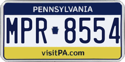PA license plate MPR8554