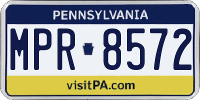 PA license plate MPR8572