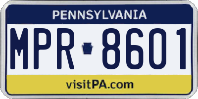 PA license plate MPR8601