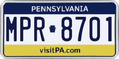 PA license plate MPR8701