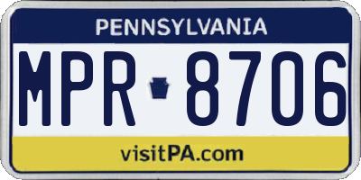 PA license plate MPR8706