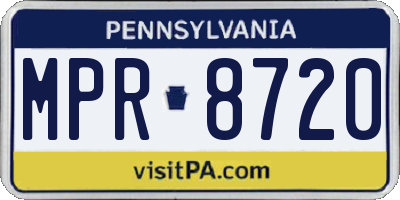 PA license plate MPR8720