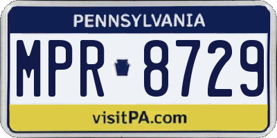 PA license plate MPR8729