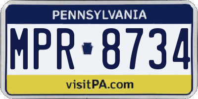 PA license plate MPR8734