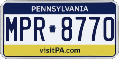 PA license plate MPR8770