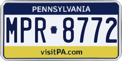 PA license plate MPR8772