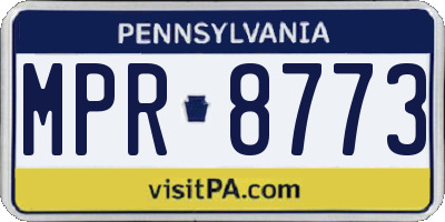 PA license plate MPR8773
