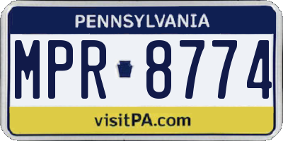 PA license plate MPR8774