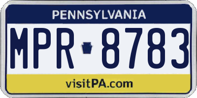 PA license plate MPR8783
