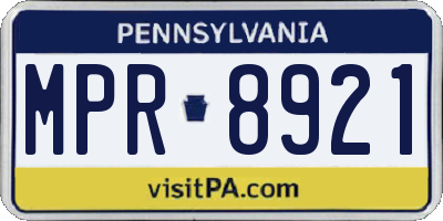 PA license plate MPR8921