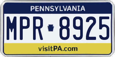 PA license plate MPR8925