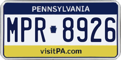 PA license plate MPR8926