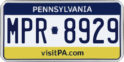 PA license plate MPR8929