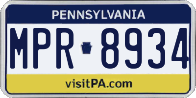 PA license plate MPR8934
