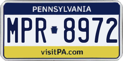 PA license plate MPR8972