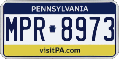 PA license plate MPR8973