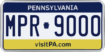 PA license plate MPR9000