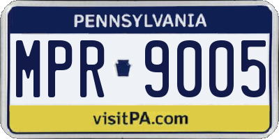 PA license plate MPR9005