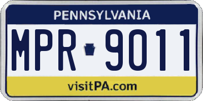 PA license plate MPR9011