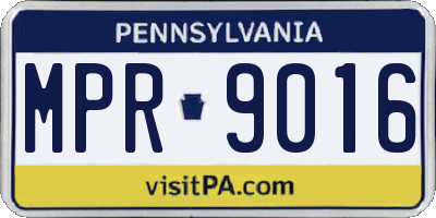 PA license plate MPR9016