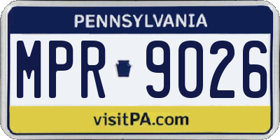 PA license plate MPR9026