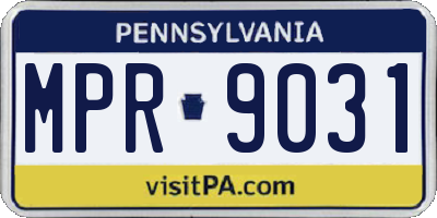 PA license plate MPR9031