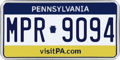 PA license plate MPR9094