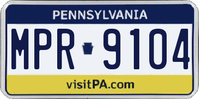 PA license plate MPR9104