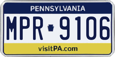 PA license plate MPR9106
