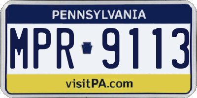 PA license plate MPR9113